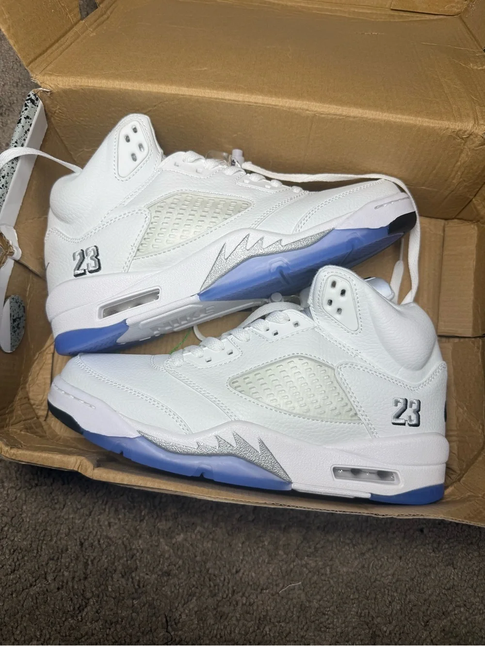 Nike Air Jordan 5 Retro White Silver Ice Blue - Men